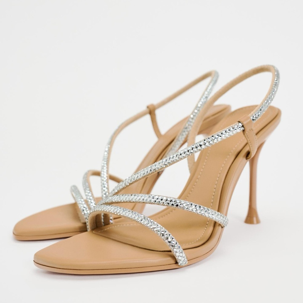 Zara heeled sandals with rhinestones straps
